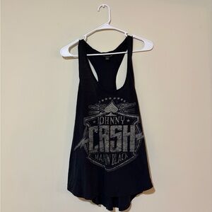 Johnny Cash Rock & Republic Black Graphic Racerback Tank With Sliver